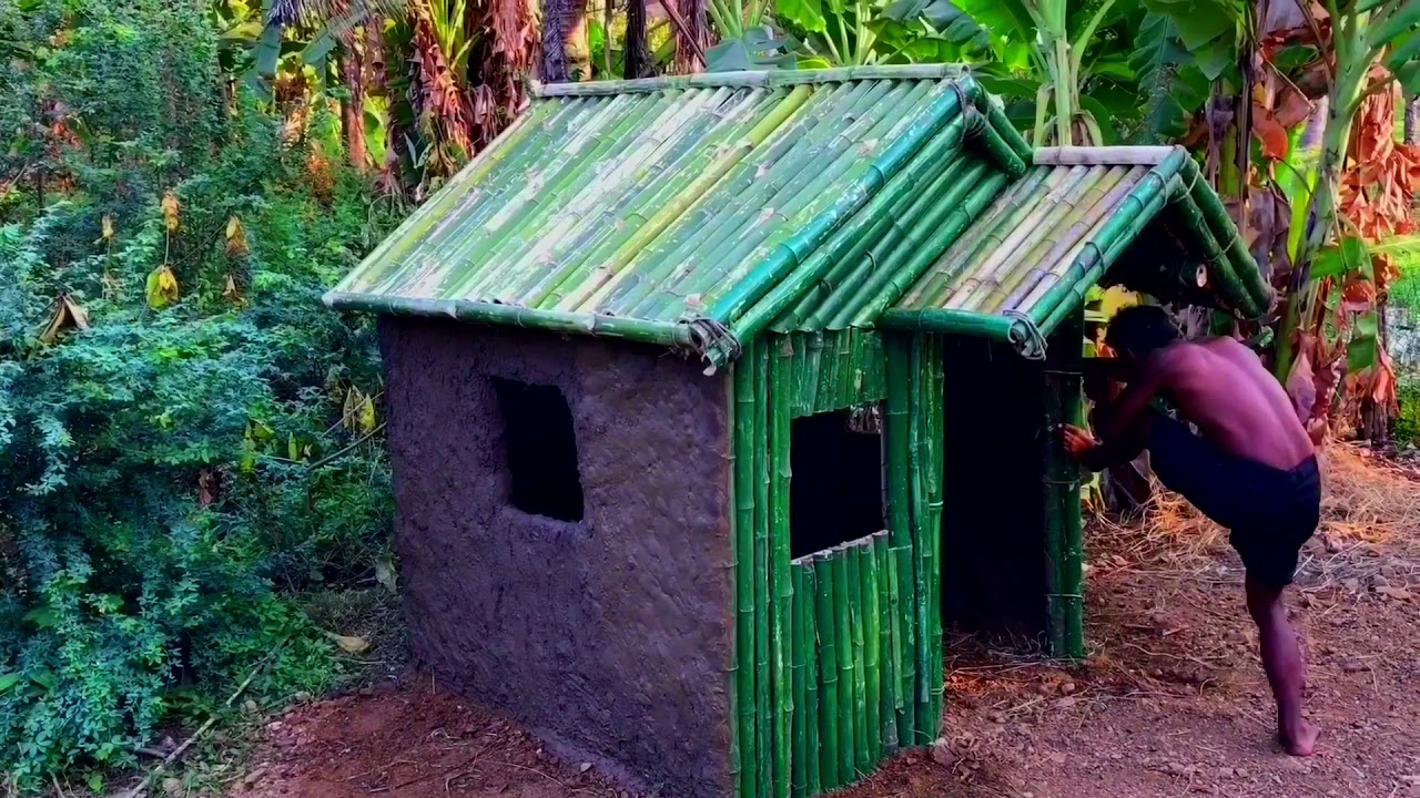 Building a Bamboo House To Protect Raining