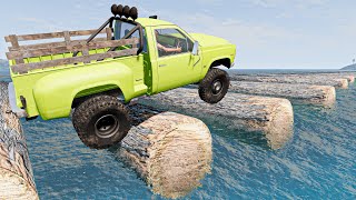 Cars vs Big Wooden Logs on Water at 100 MPH - BeamNG Experiments screenshot 4