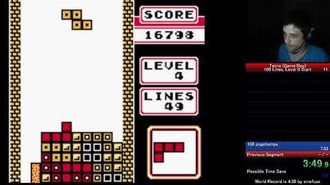 Tetris (Gameboy) 100 lines lvl 0 start in 7:20