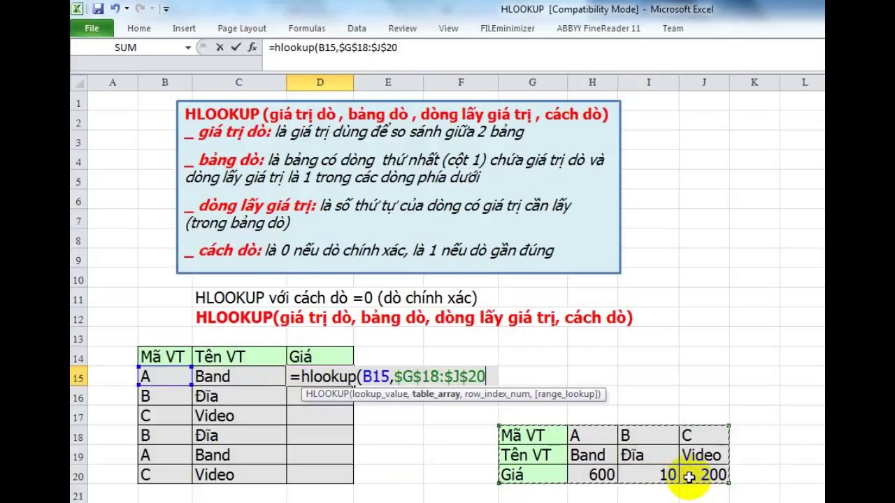 Cách Sử Dụng Hàm Hlookup, Kết Hợp Hlookup Với If, Left, Right - Youtube