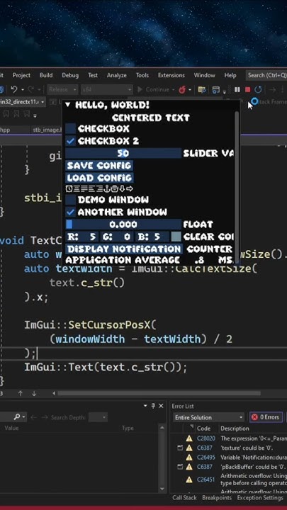 How to Center an ImGui Element in C++ | Quick Tip #shorts #imgui #C++ ...