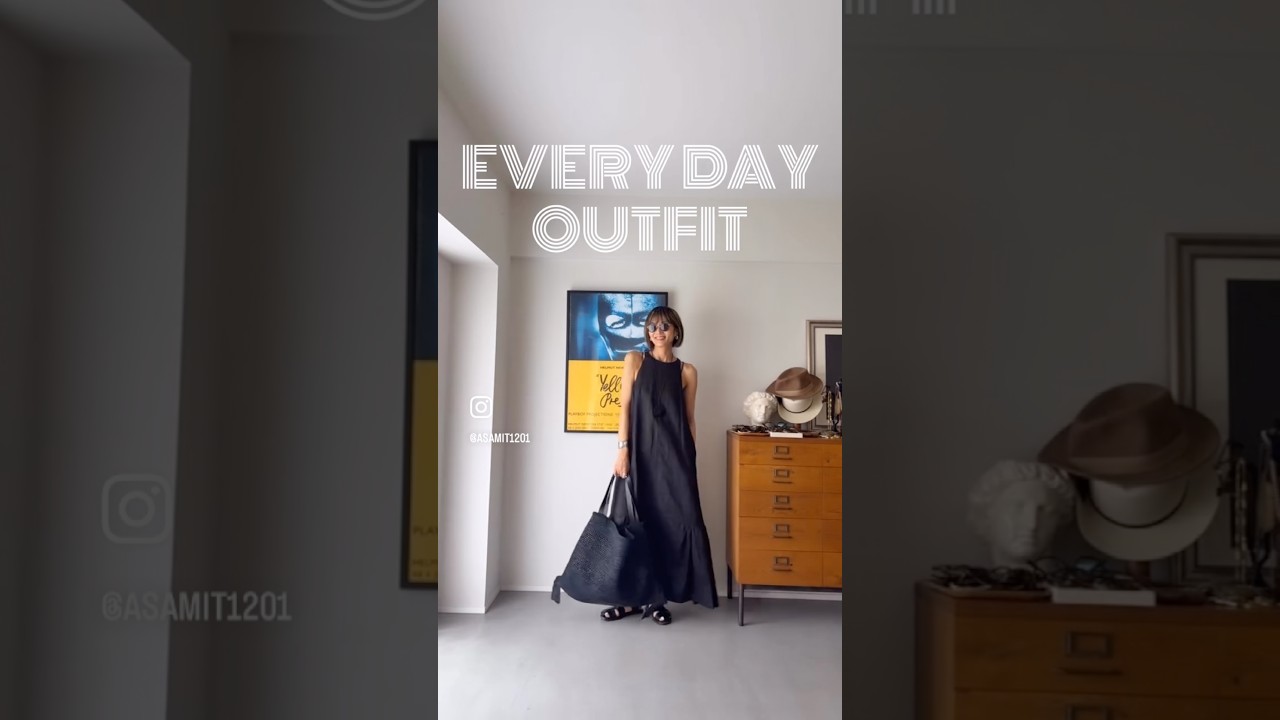 【50代の毎日コーデ】とんでもなく暑い日のコーデ／大人の肌見せ／かごバッグについては関連動画をタップしてね🖤 #ファッション #50代 #夏のコーデ #かごバッグ