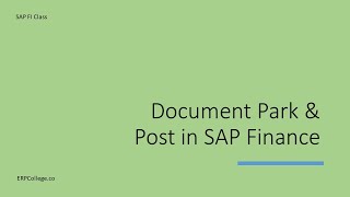 Document Park and Post in SAP Finance (SAP FICO Class)
