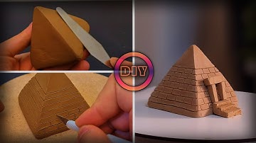 Making a miniature Egyptian pyramid only with clay and tools. | DIY