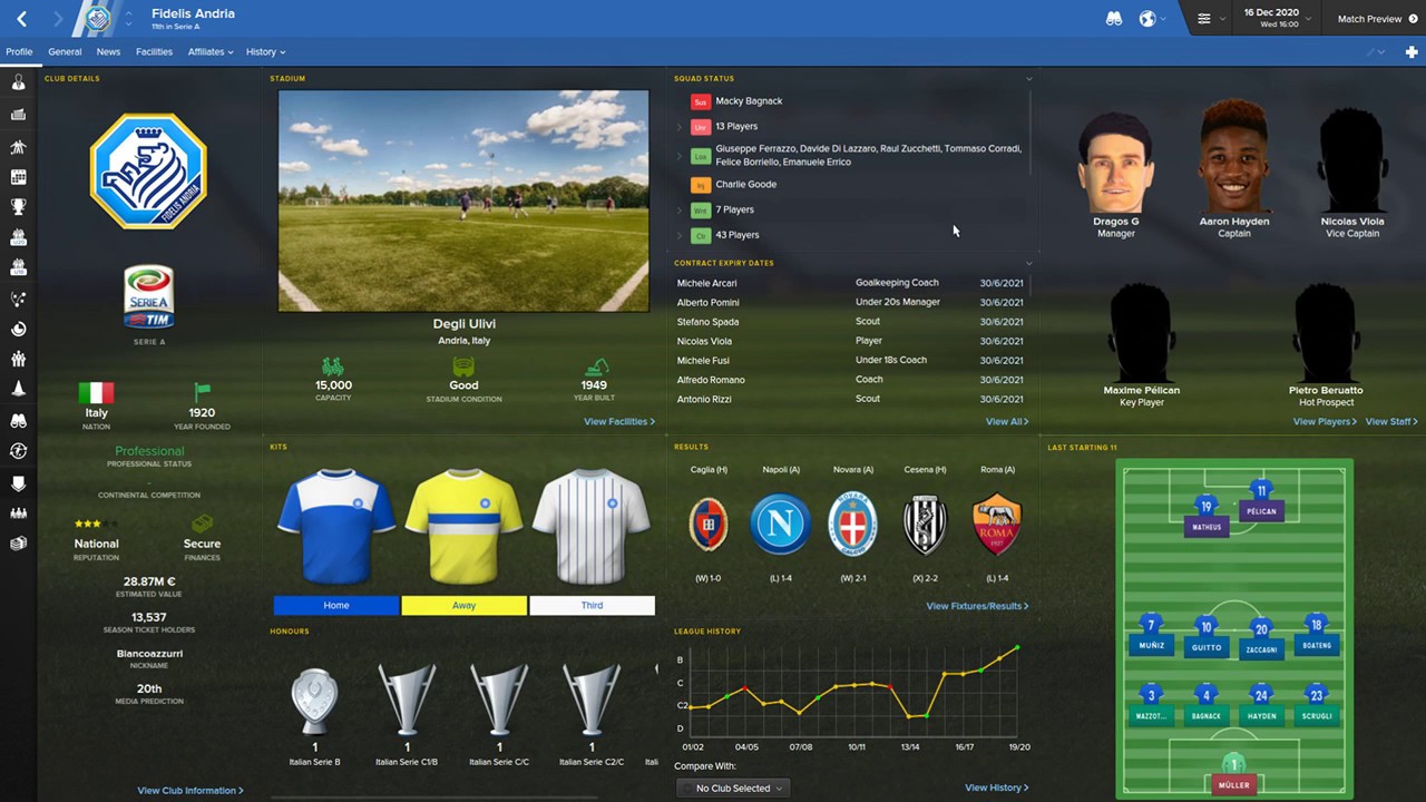 FM16  Football Manager  episode 23 -  Middle of the Season in Serie A