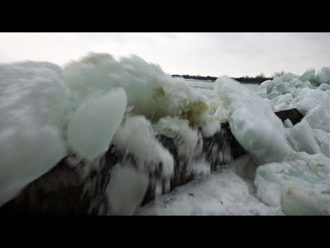 Ice Crashes Ashore Right Beside Us On Lake Erie