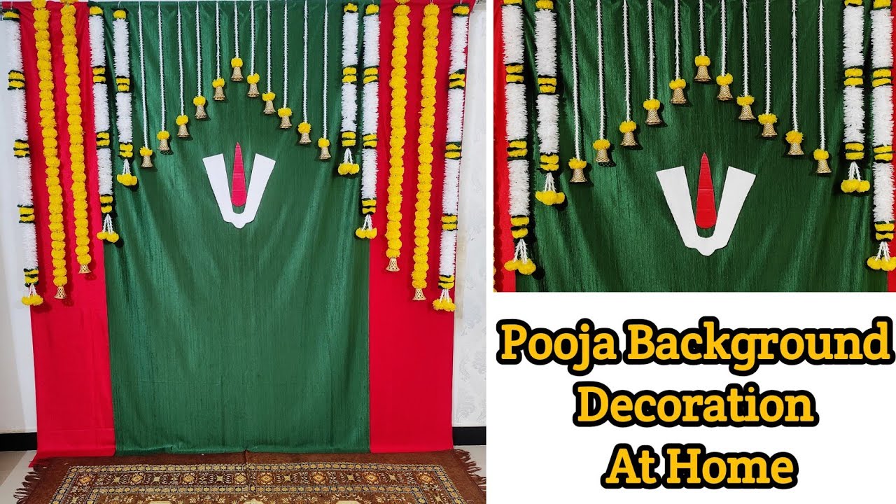 2 Simple pooja background decoration ideas || Quick pooja background  decoration for varalaxmi pooja. - YouTube