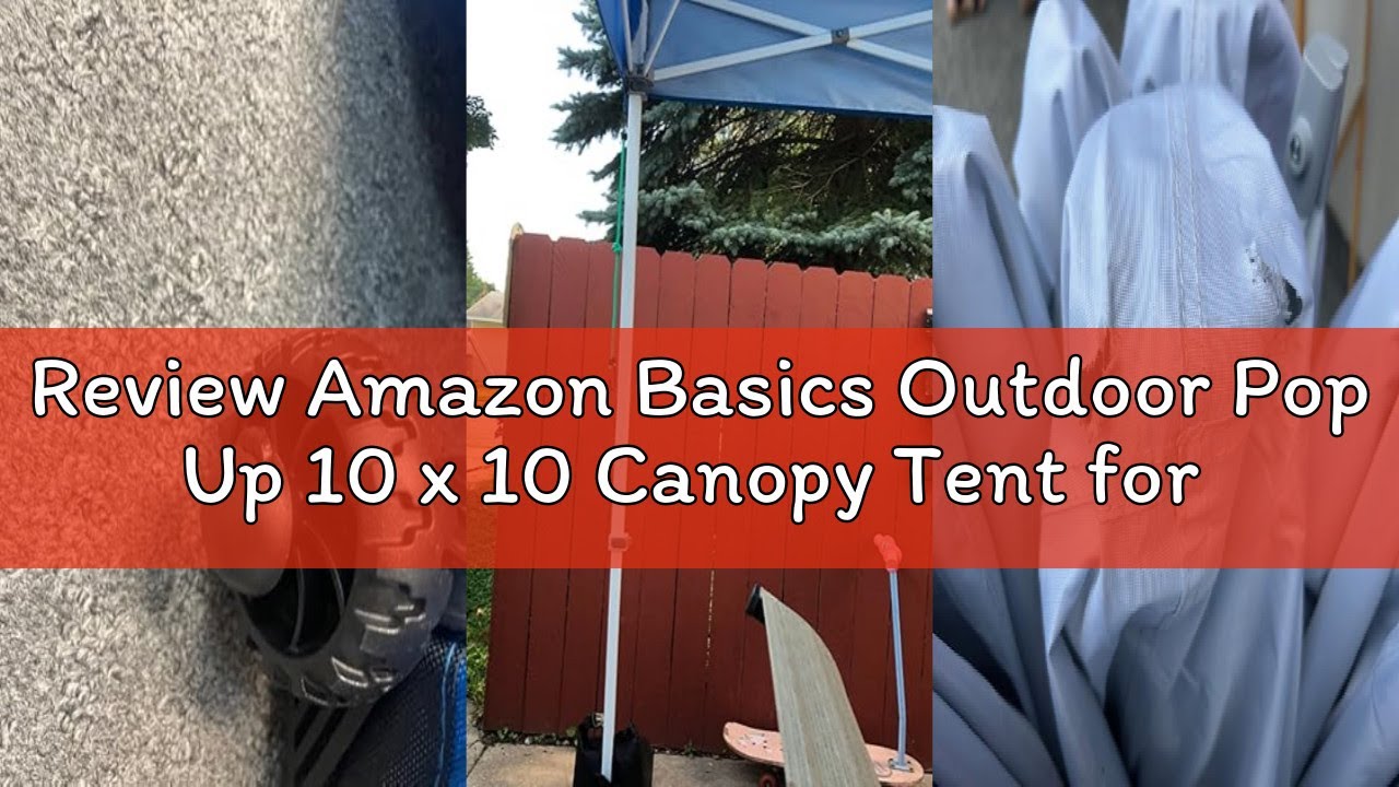 Review Amazon Basics Outdoor Pop Up 10 x 10 Canopy Tent for Events, Portable with Easy Setup, Includ