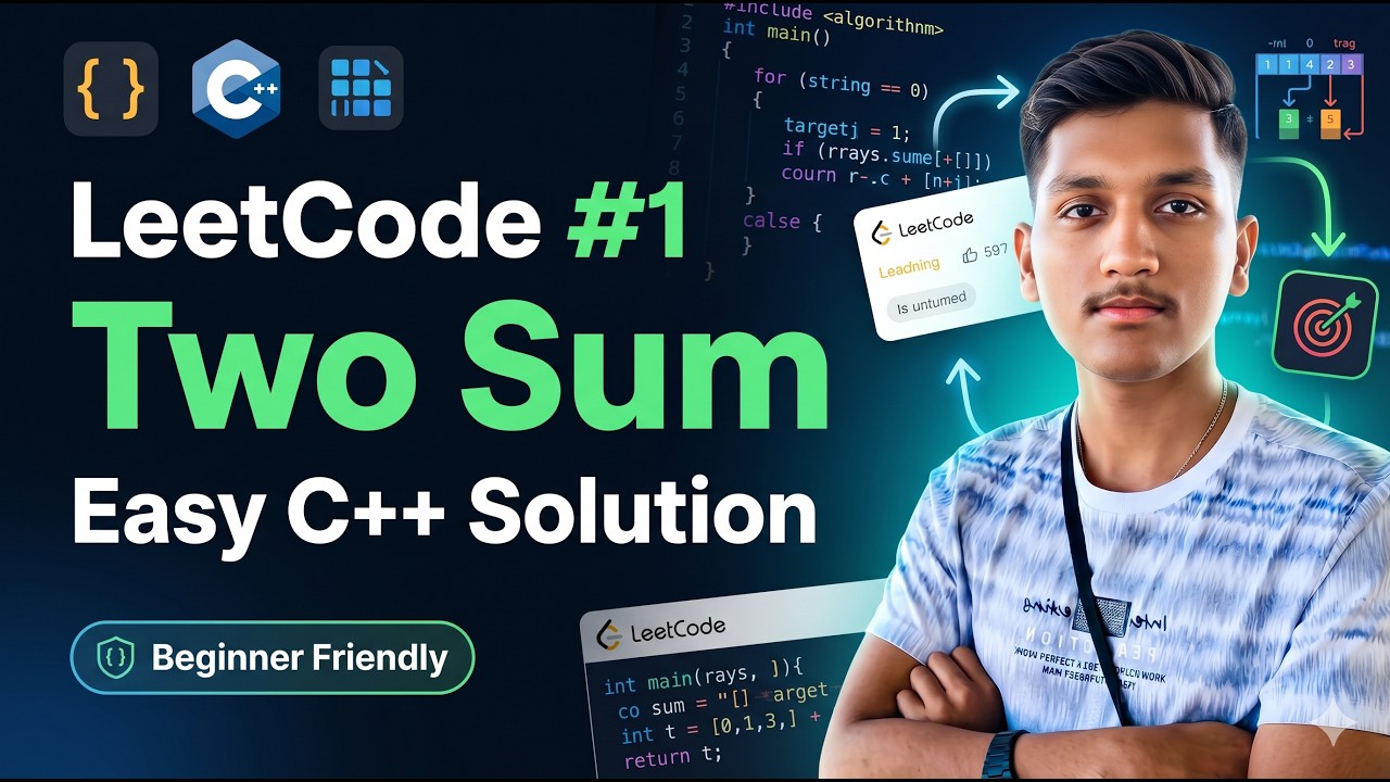LeetCode #1 Two Sum Explained in C++ | Easy Beginner Solution - YouTube
