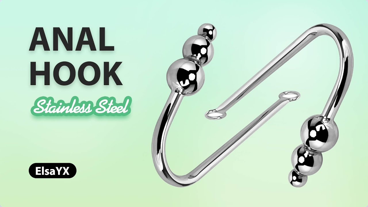 Double Fun Metal Anal Hook With 3 Beads | Male Chastity Devices Tools Toys for Erotic