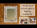 How to make a shell mirror ~ DIY seashell mirror ~ Coastal Home Decor Ideas from thrift store mirror