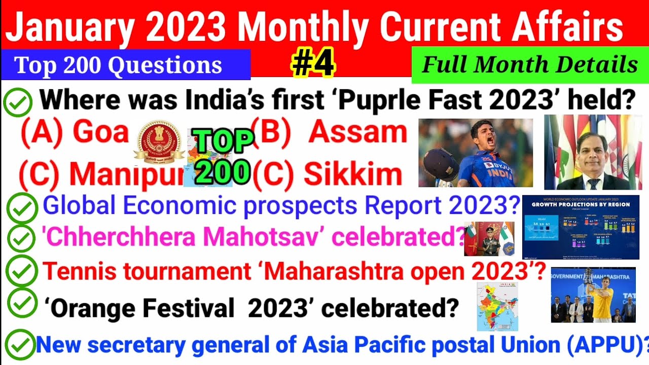 January 2023 Monthly Current Affairs in English#Full Month Important ...