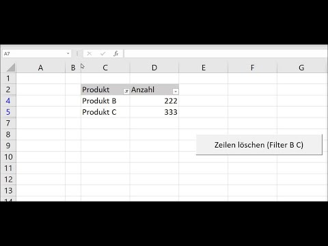 New Excel : Zeilen löschen per vba Code A: über Zeilen Range und B: über Filter Delete