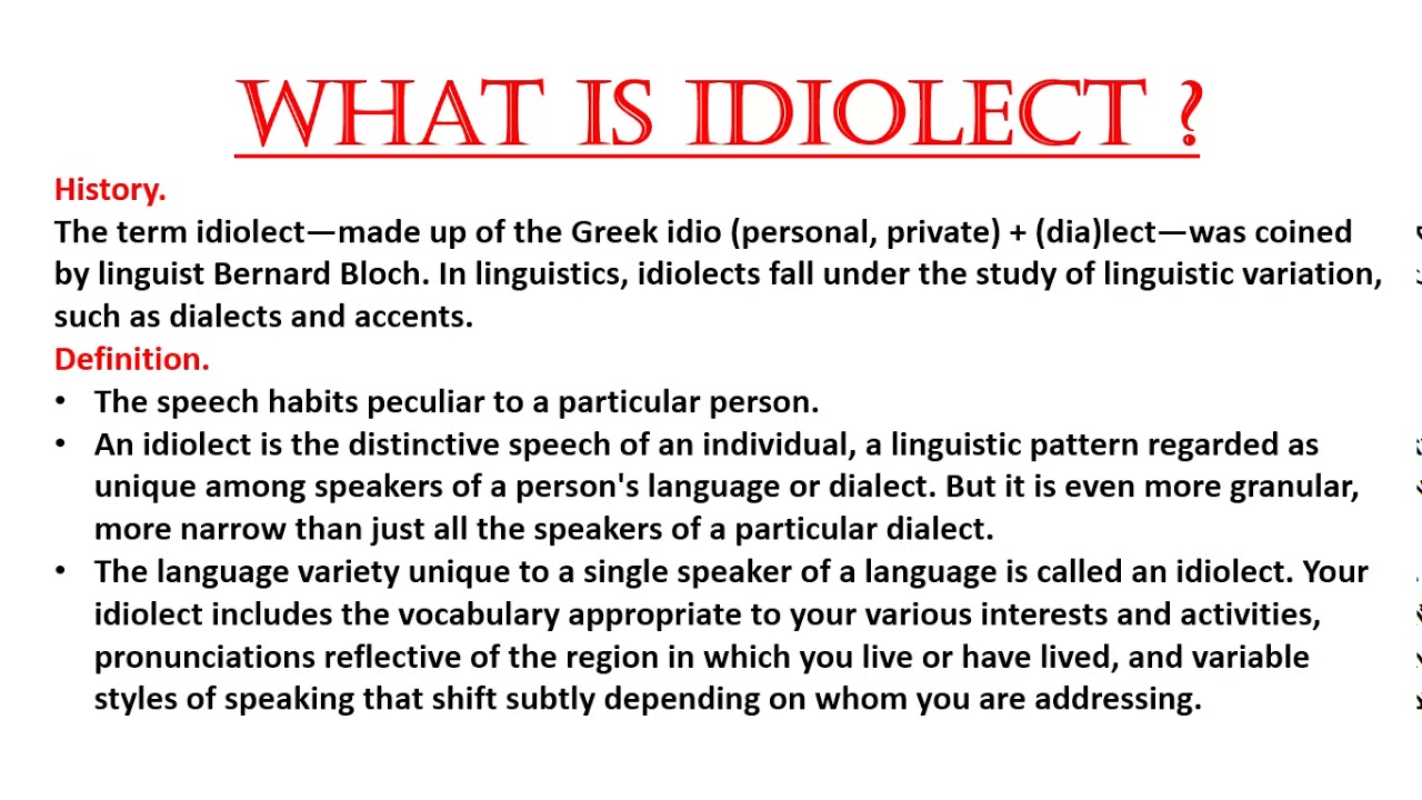 What Is Idiolect Origin Definition Example In Urdu And Hindi Crash Course Linguistics Youtube