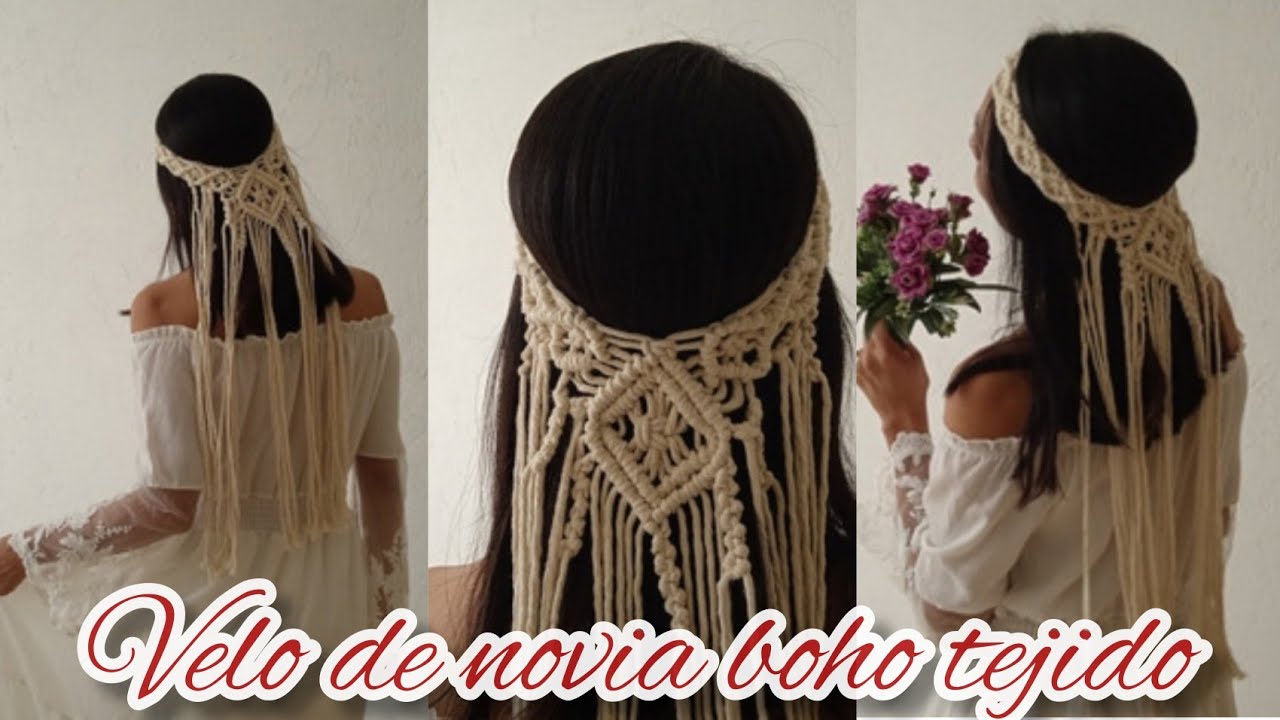 Velo de novia bohemio tejido a macramé/ Beautiful Bride's Veil