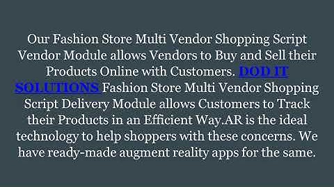 Best Fashion Store Multi Vendor Script - DOD IT Solutions