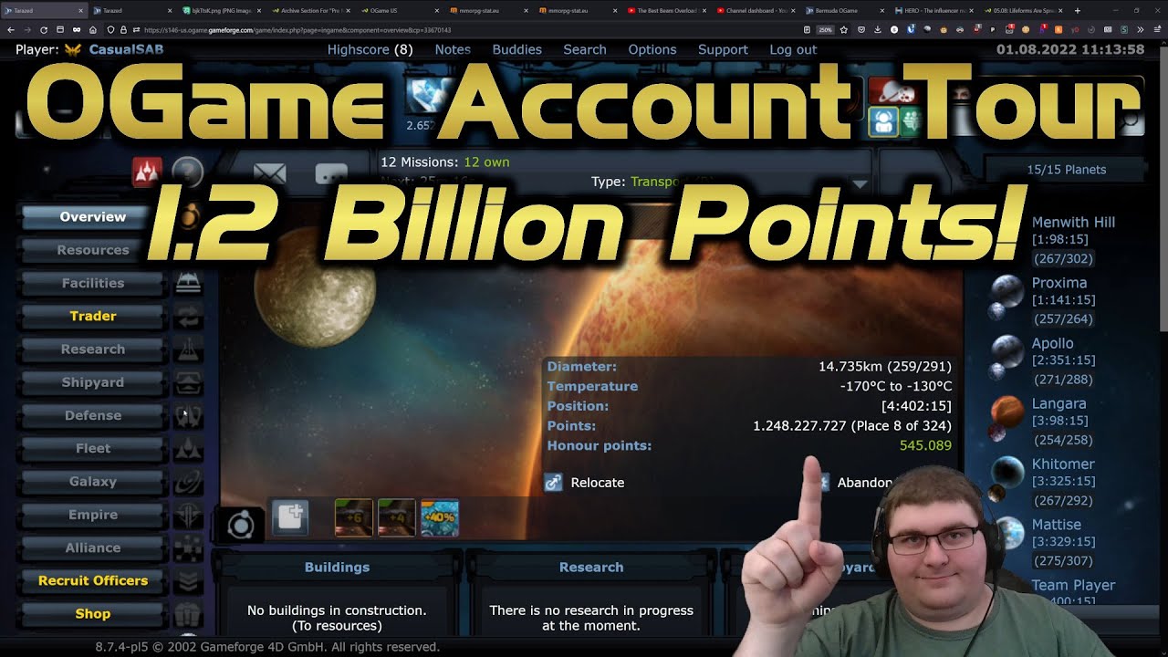 Touring a 1.2 Billion Point OGame Account! 