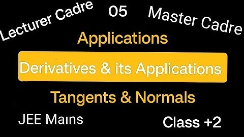 DERIVATIVE & its Applications | Tangents & Normals | Master Cadre Maths