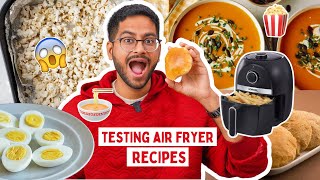 TESTING *CRAZY*AIR FRYER RECIPES 😱 EPIC RESULTS…PURI, POPCORN, SOUP, BOILED EGG