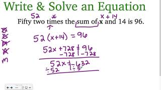 Pre-Algebra 4-6: Writing Equations Part 2