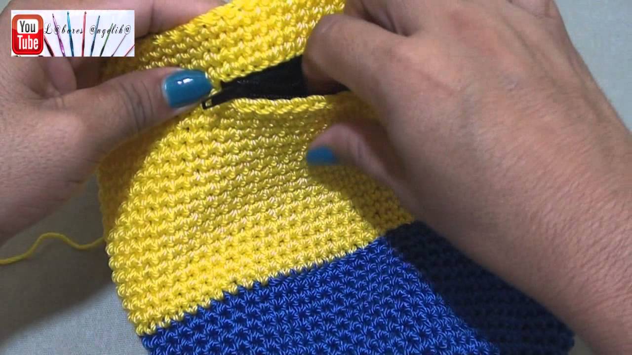 PASO 4 DE 6: MOCHILA INFANTIL MINION TEJIDA A CROCHET (PRIMER CIERRE Y  BOLSITA) - YouTube