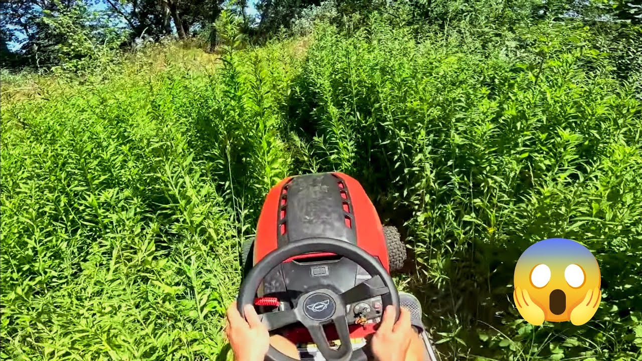 Mowing Extremely Tall Grass with Garden Tractor | GoPro POV Hecht Power!