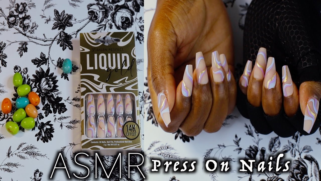 Salon Perfect Liquid Gold 14k Effect Press On Nails ASMR Chewing Gum