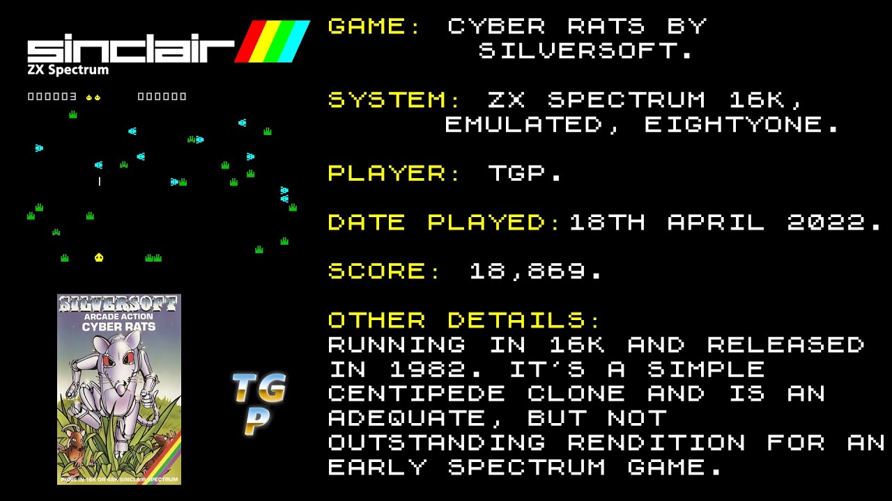 2️⃣点 Cyber Rats - Silversoft - ZX Spectrum 16K - 18,869 points
