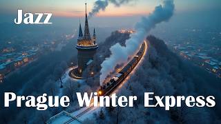 Magical Winter Train Arrives in Prague! Relaxing Jazz & Snow Ambience | 4K Winter Train Ride