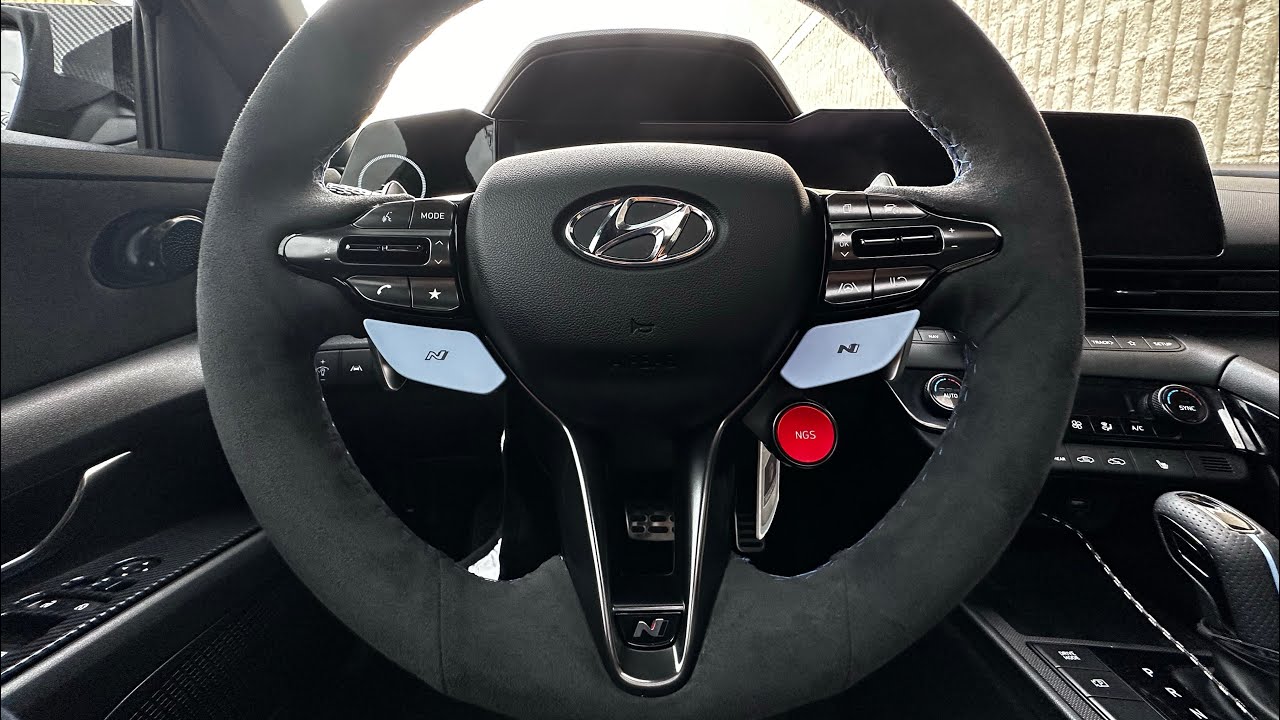 Elantra N Alcantara / Suede Steering Wheel Cover Installed