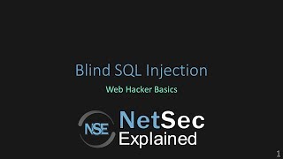 Web Hacker Basics 08 (Blind SQL Injection); featuring SQLmap Profile
