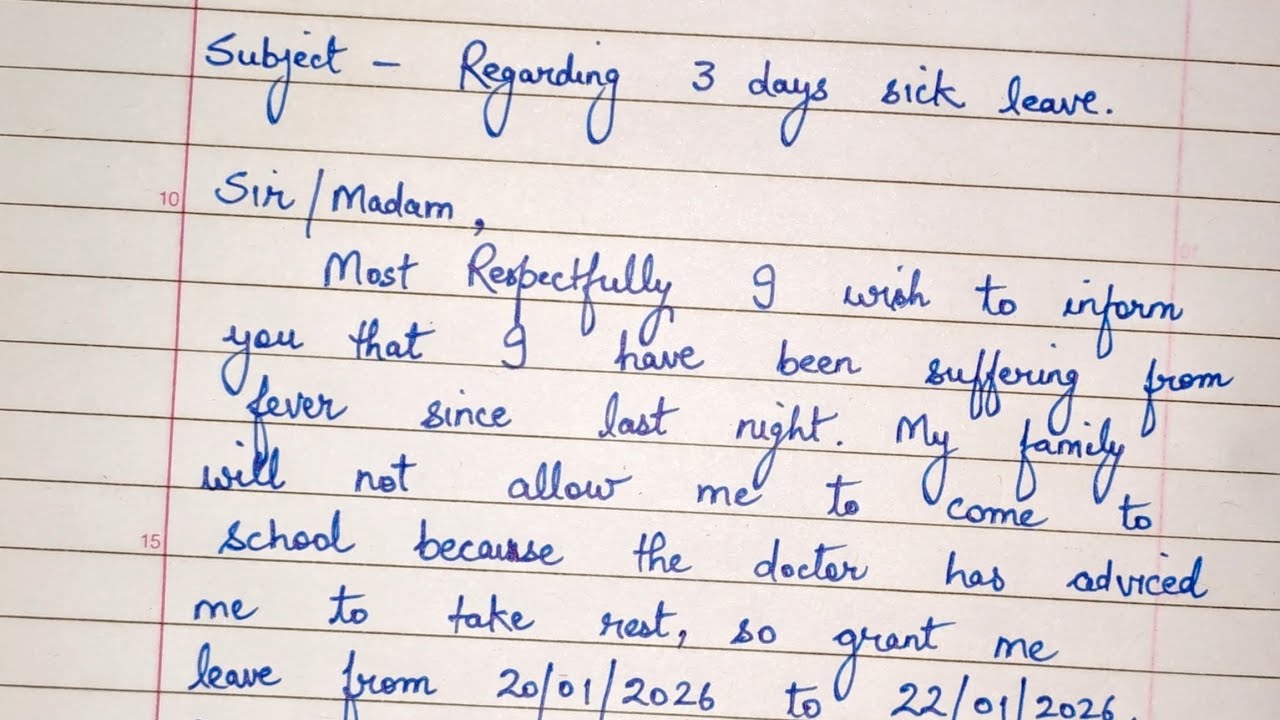 How to Write a School Leave Application (Handwritten) | School Leave Application | Class 3 to 8