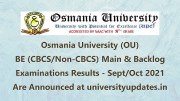 Osmania University BE (CBCS/Non-CBCS) Main & Backlog Examinations Results - September 2021 Announced