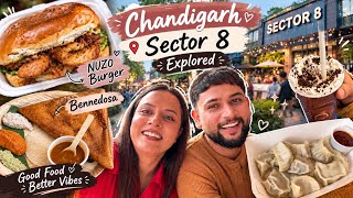 We Explored Chandigarh Sector 8😍🔥 | Trying NUZO Burger & Bennedosa