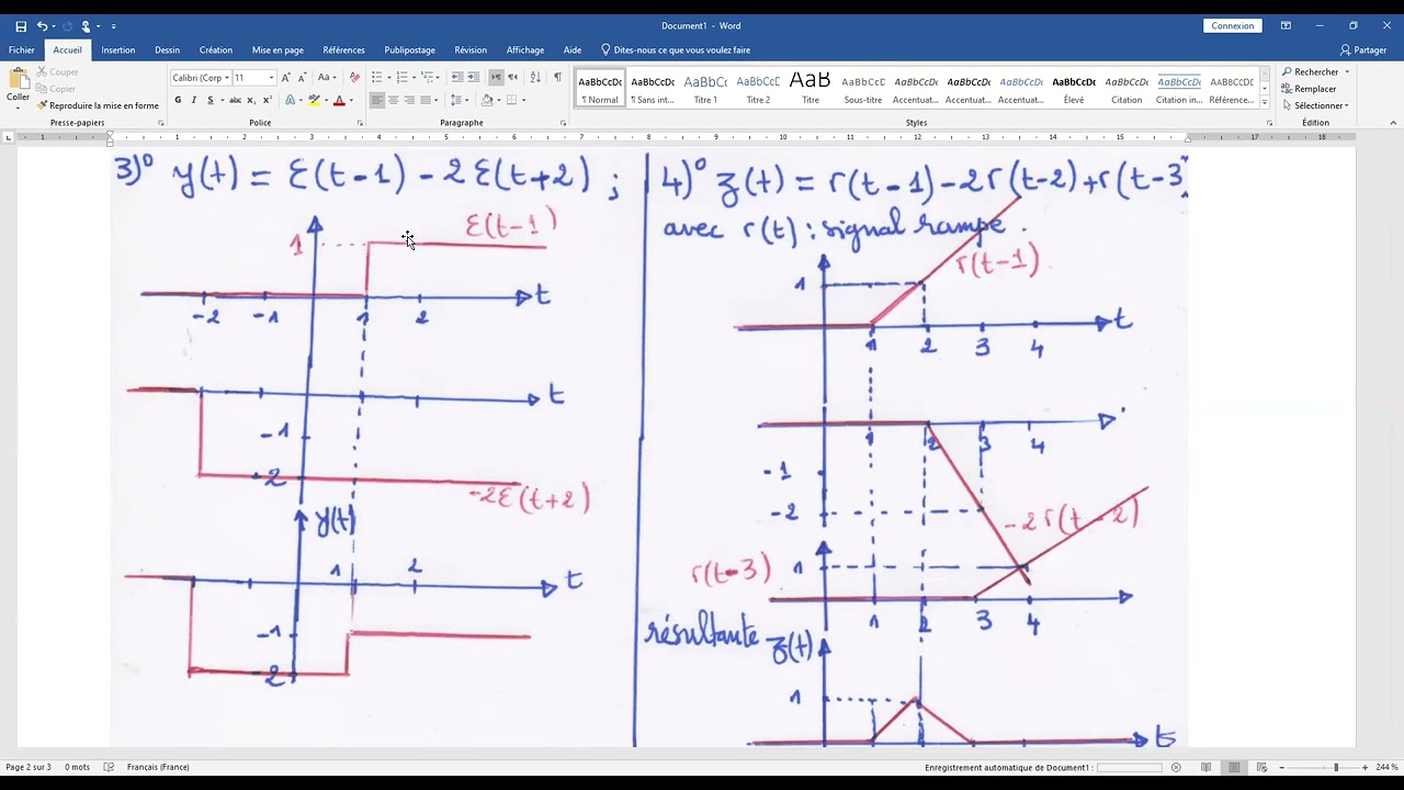 Solution de l'exercice N°01 sur la représentation graphique des signaux en théorie du signal