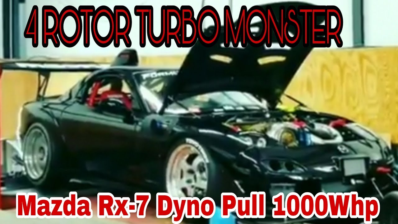 Mazda Rx-7 4 Rotor Turbo Single Dyno Pull 1000Whp - YouTube