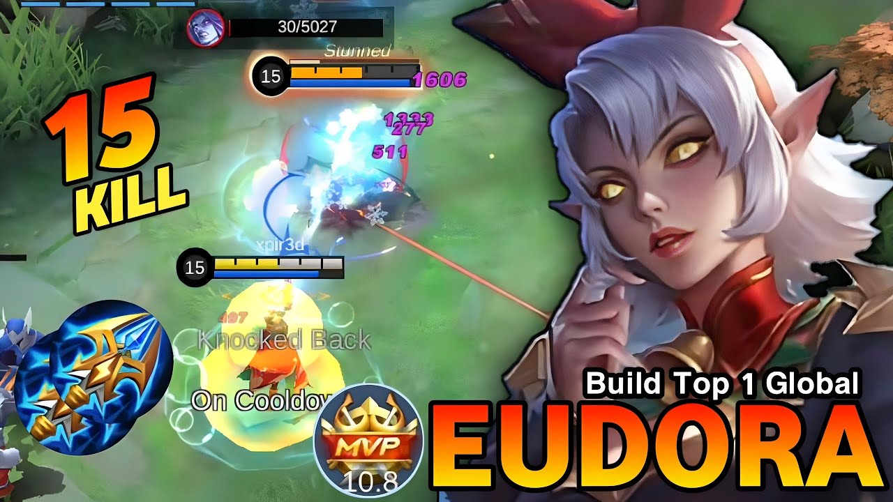 15kill 1 hit combo | Eudora best 1 shot 1 kill | Eudora best build 2023 ...