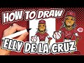 How to draw elly de la cruz for kids  cincinnati reds major league baseball