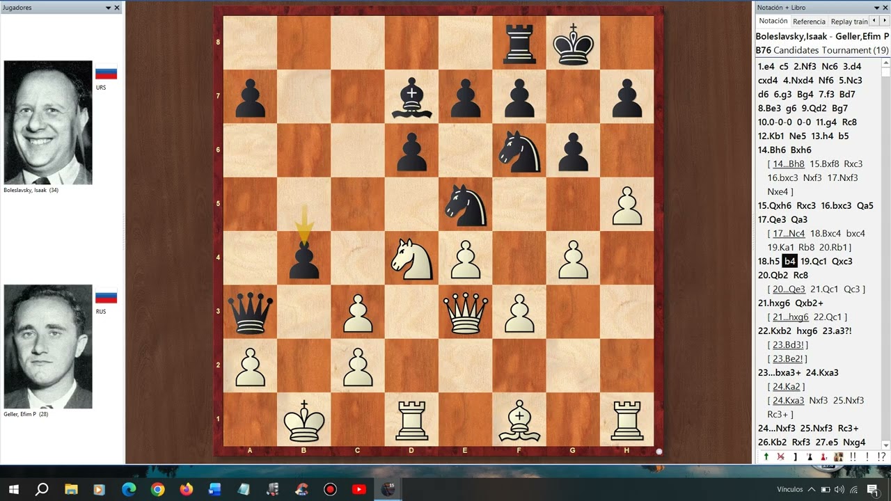 BOLESLAVSKY - GELLER. TORNEO DE CANDIDATOS; ZÙRICH 1953. RONDA 19. DEFENSA SICILIANA.
