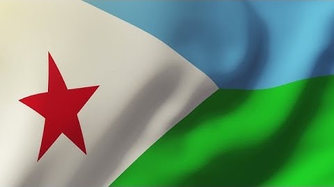 Djibouti Flag Waving In The Wind. Looping Sun Rises Style. Animation Loop Stock Animation