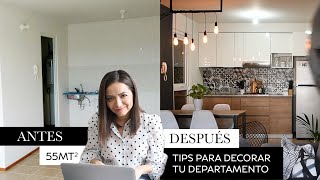 Como decorar un departamento pequeño ✨ Sin gastar mucho dinero. | 55mt2