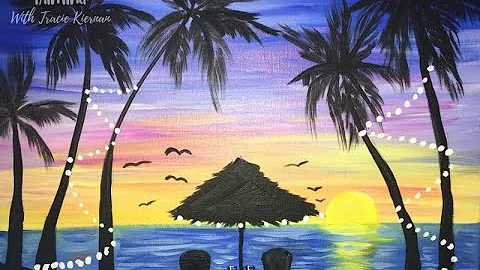 How To Paint A Tropical Sunset Acrylic Tutorial Fo...