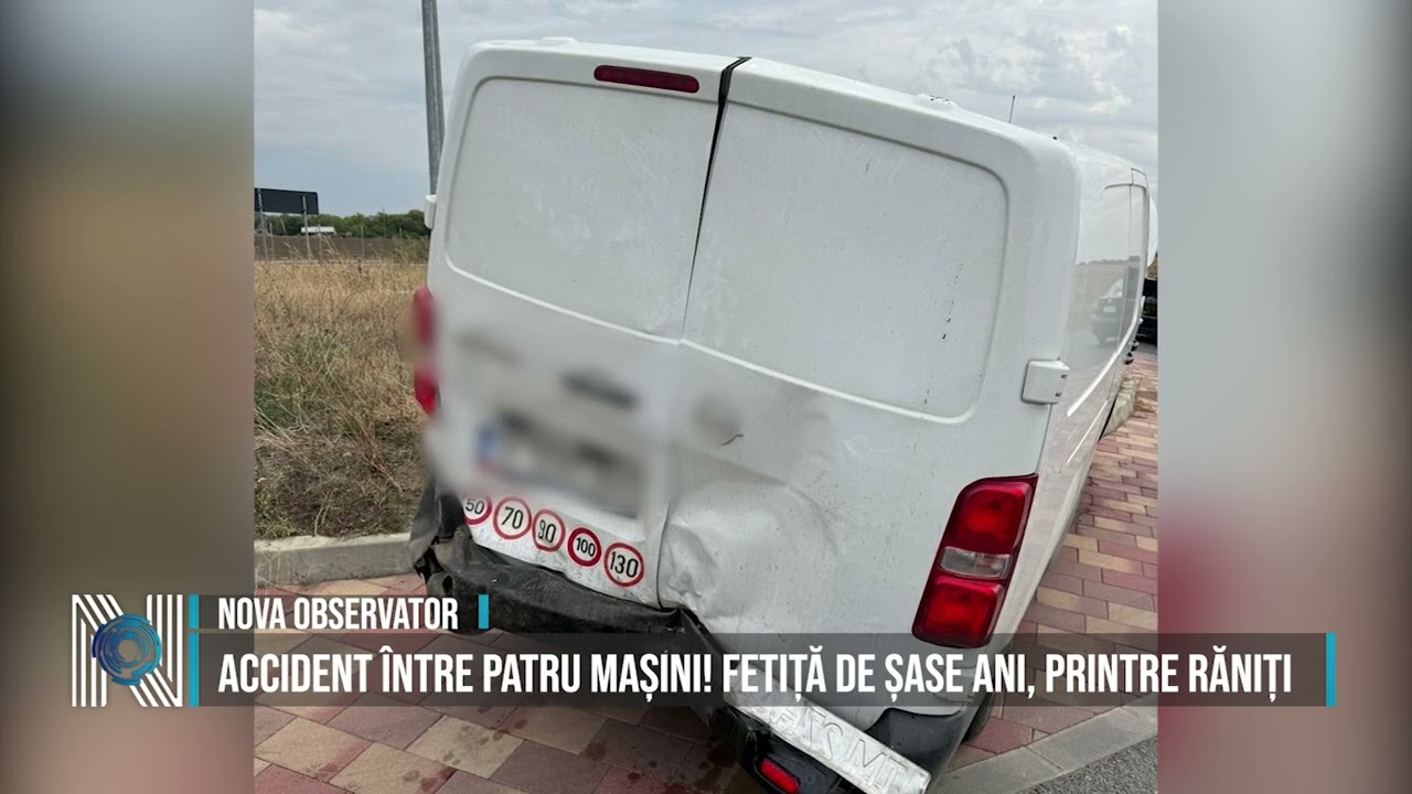 ACCIDENT ÎNTRE PATRU MAȘINI! FETIȚĂ DE ȘASE ANI, PRINTRE RĂNIȚI