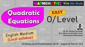 Quadratic Equations for O/L 2018 paper II part A Question 02