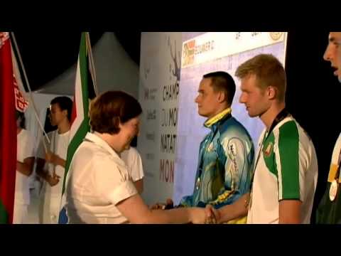 Swimming - men's 100m freestyle S13 medal ceremony - 2013 IPC Swimming World Championships Montreal