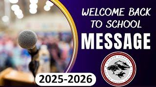 Welcome Back-to-School Message 2025-2026