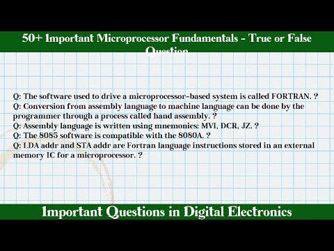 MCQ Questions Microprocessor Fundamentals - True or False with Answers