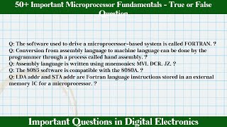 MCQ Questions Microprocessor Fundamentals - True or False with Answers