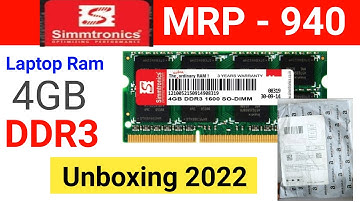 Simmtronics 4GB DDR3 RAM Unboxing 2022 MRP 940, 3 Year Warranty || #HPPavillionG4