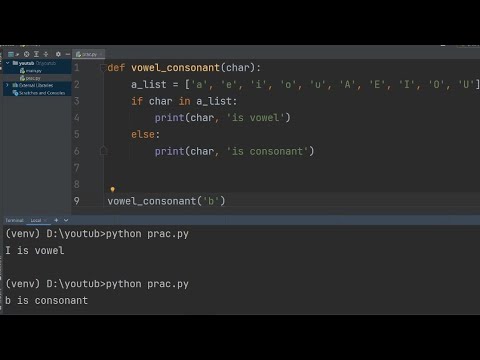 vowel consonant | python programming | python program for vowel ...